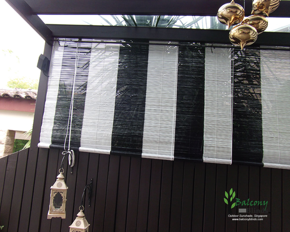 Outdoor Bamboo Blinds Gallery Balconyblinds Black And White Bamboo Blinds Outdoor Singapore