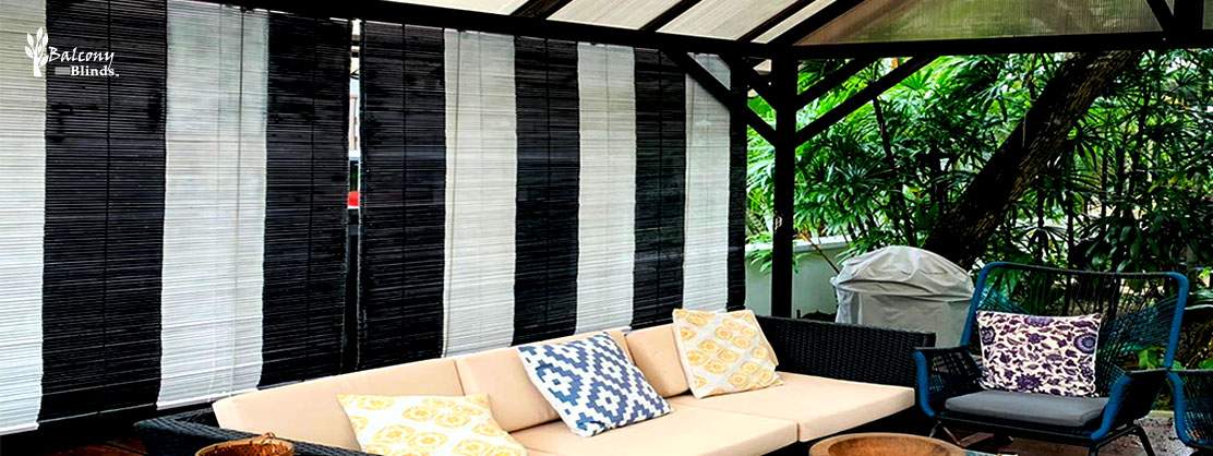 Black and White Bamboo Blinds